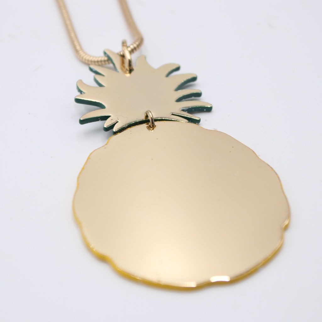 Aflani Womens Gold Tone Pineapple Long Pendant Necklace Reversible 32 Nwt 18$